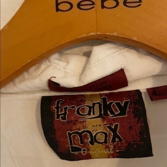 FRANKY MAX WHITE BUTTON DOWN SHIRT SIZE LARGE - Picture 2 of 3
